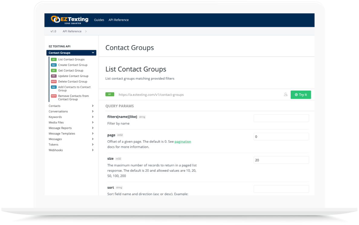 Developers - Contact Groups Screenshot